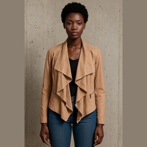 Bernardo Blush Genuine Leather Drape Jacket - Size S